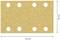 Papier ścierny z sześcioma otworami, prostokątny, o wymiarach 133 mm x 80 mm, w kolorze beżowym o ziarnistej teksturze.