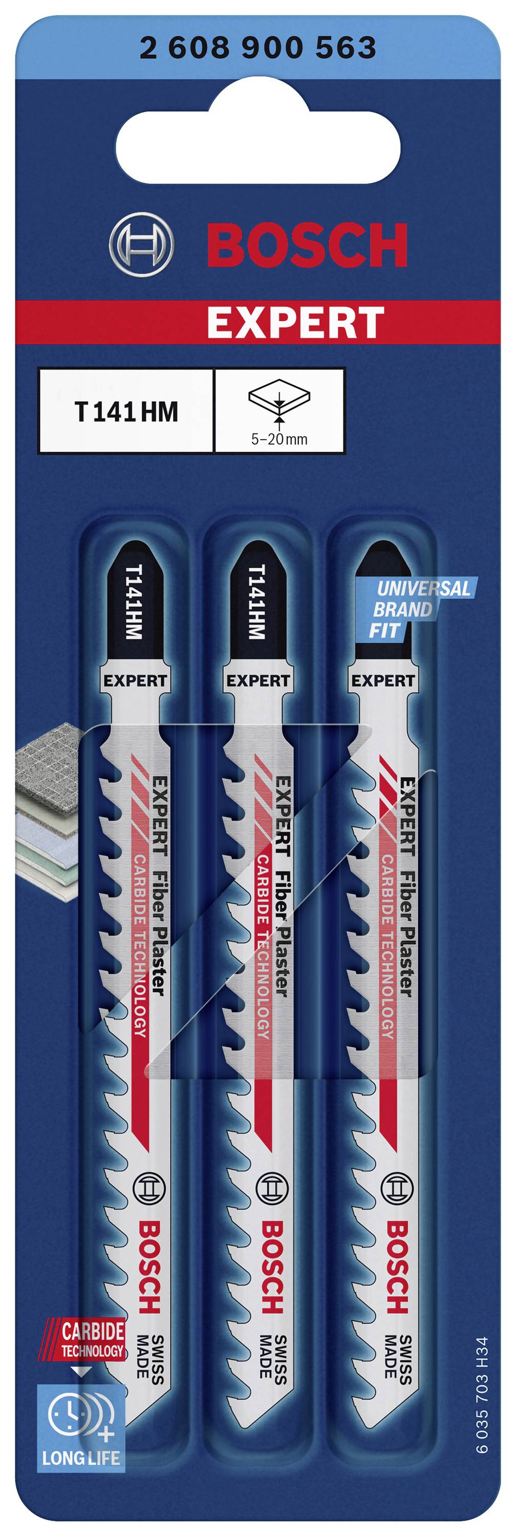 Аксесуари Bosch EXPERT Полотно для лобзика з фібергласовою штукатуркою 2608900563, 3 шт.