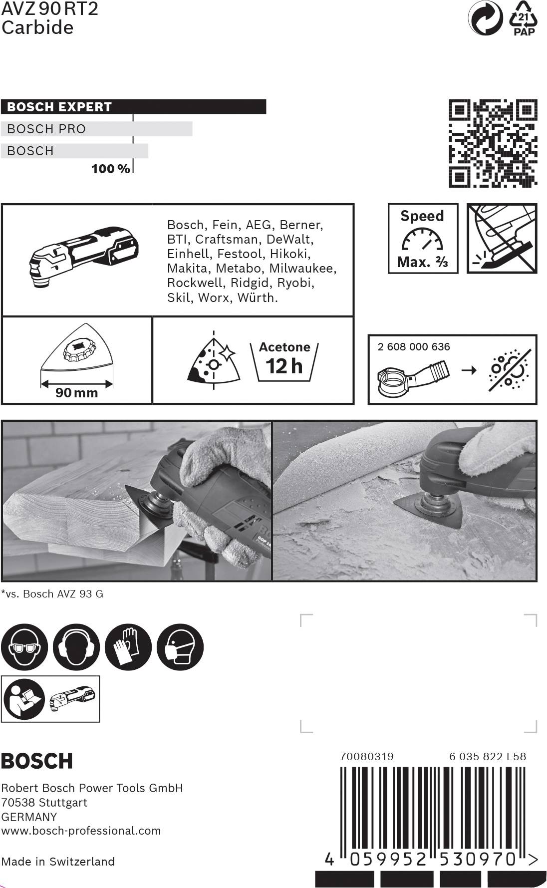 Аксесуари Bosch 2608900045 EXPERT Шліфувальна пластина AVZ 90 RT2 Carbid RIFF Шліфувальна пластина 1 шт. 1 шт.