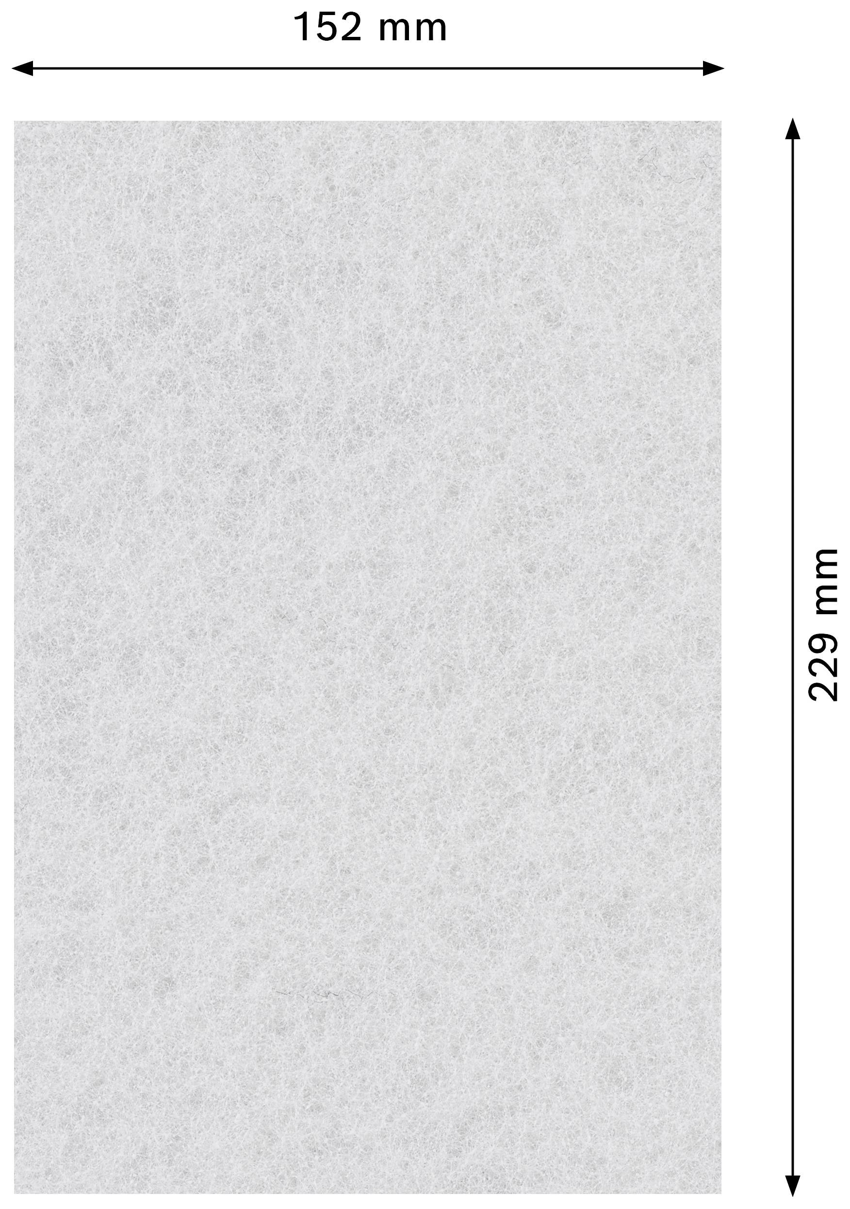 Biała prostokątna powierzchnia o wymiarach 152 mm szerokości i 229 mm wysokości, przedstawiona za pomocą strzałek i oznaczeń.