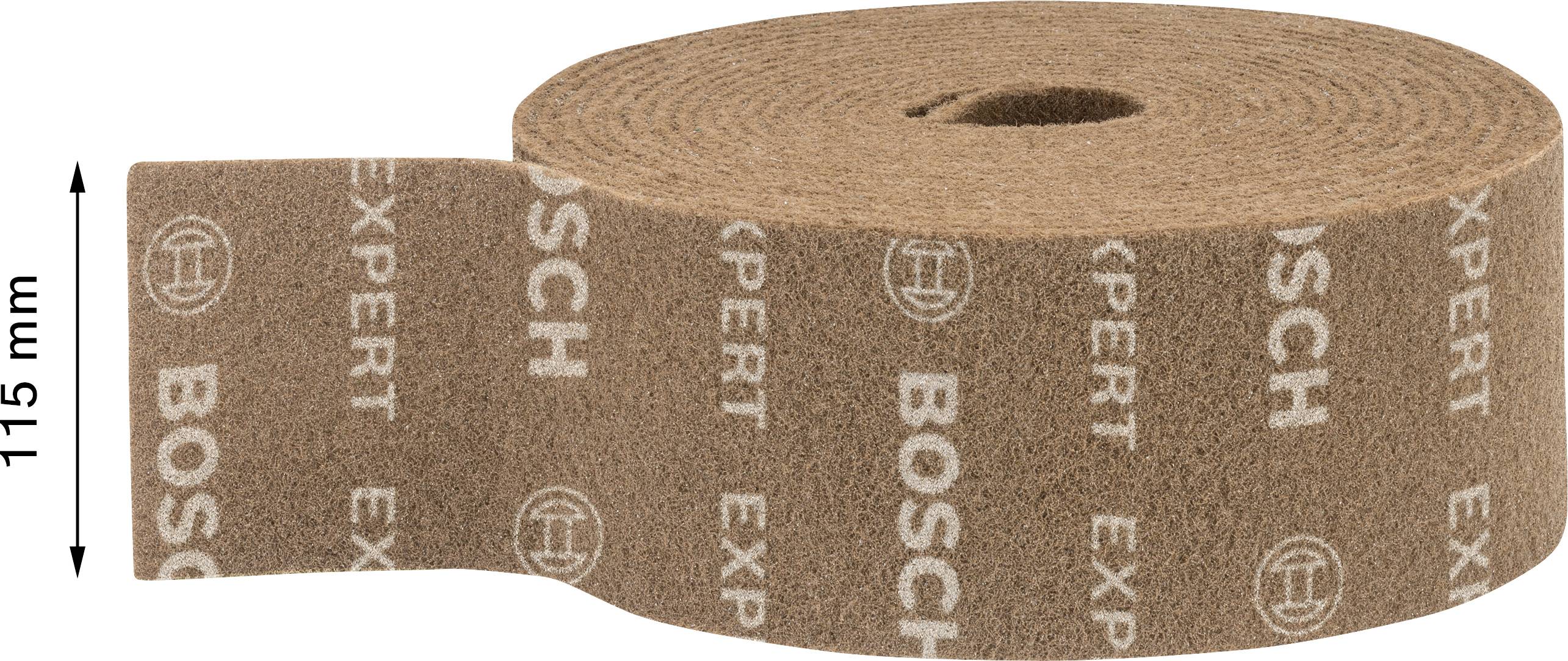 Rolka papieru ściernego marki 'BOSCH', szerokość 115 mm, odpowiednia do prac szlifierskich.