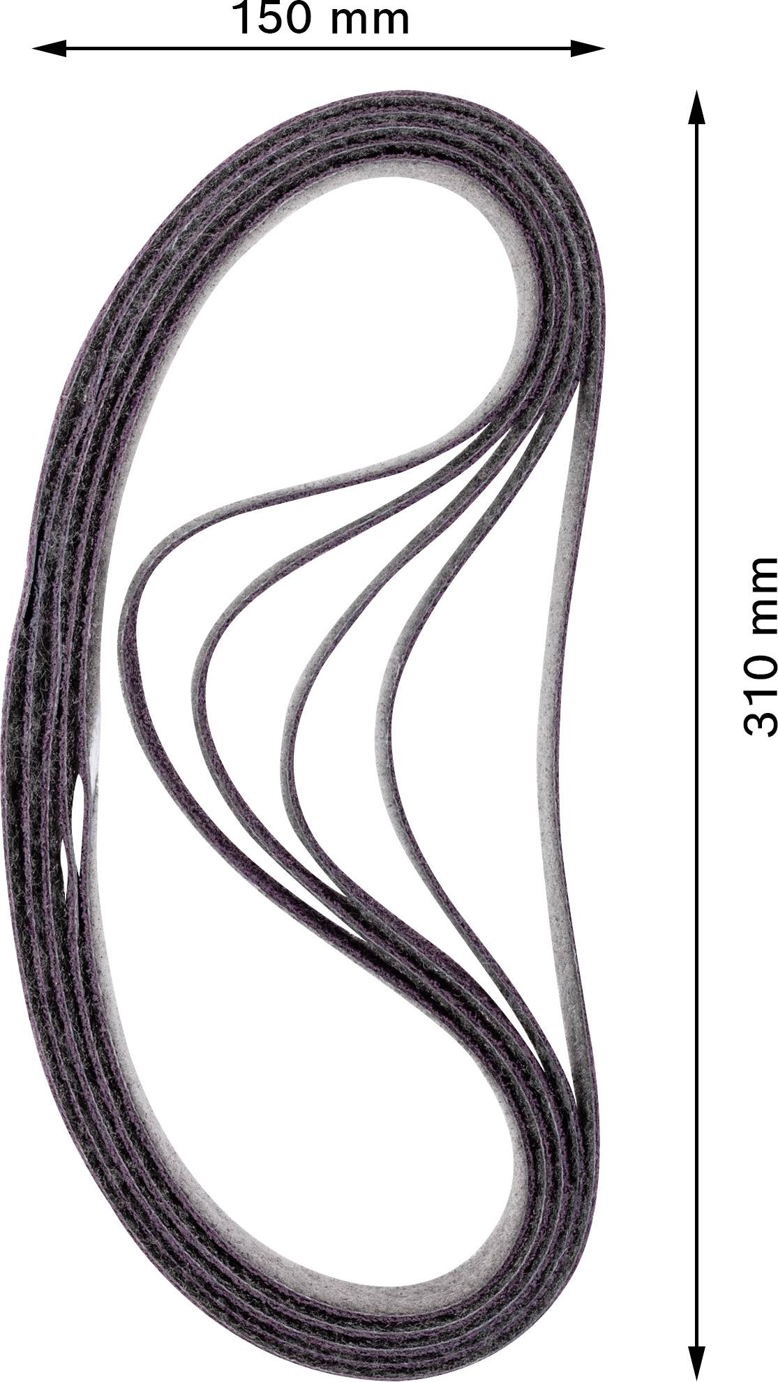 Pas szlifierski w zakrzywionej formie, długość 310 mm, szerokość 150 mm.