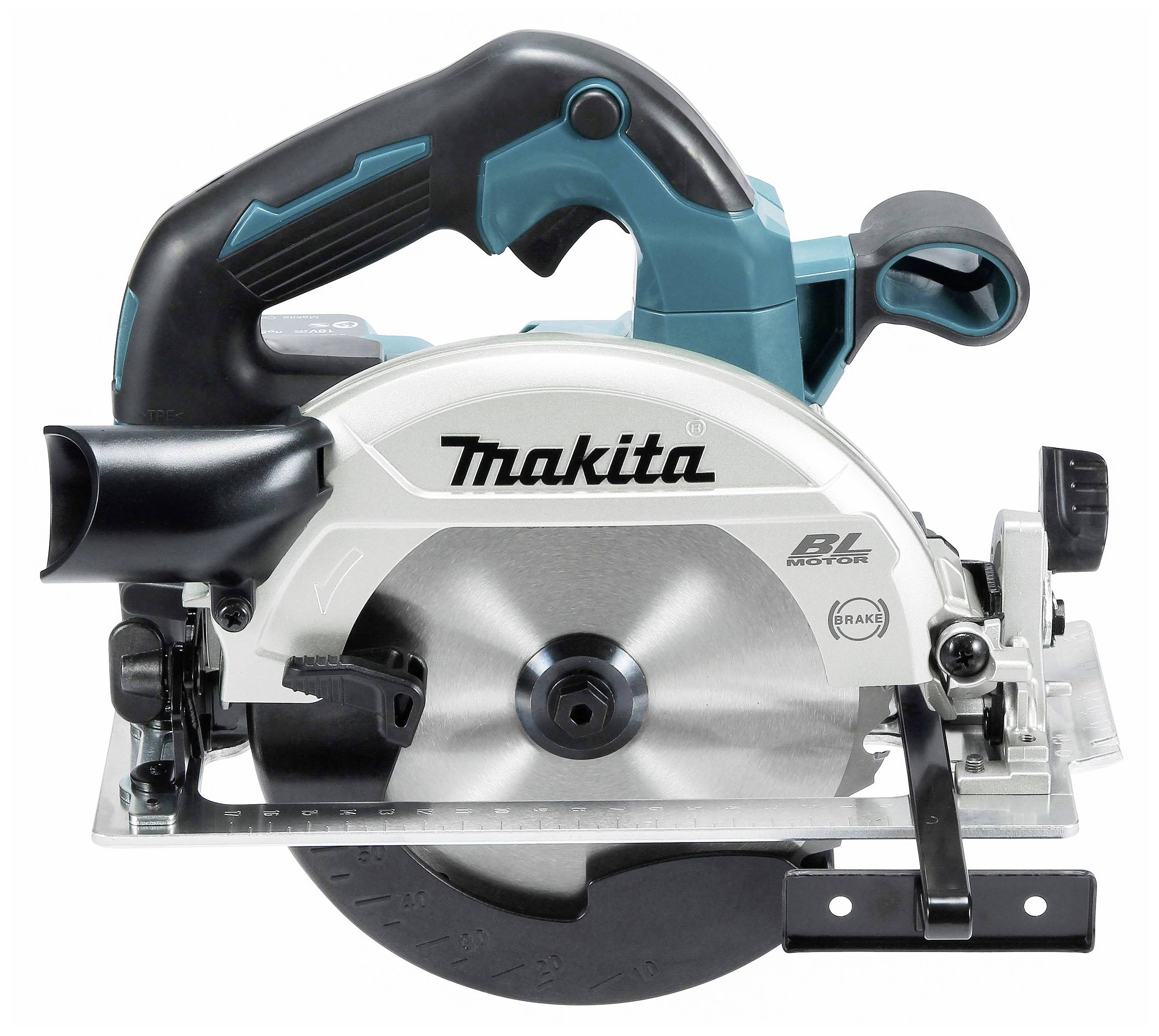 Niebiesko-czarna przenośna piła tarczowa z srebrną tarczą tnącą, nadająca się do cięcia różnych materiałów.