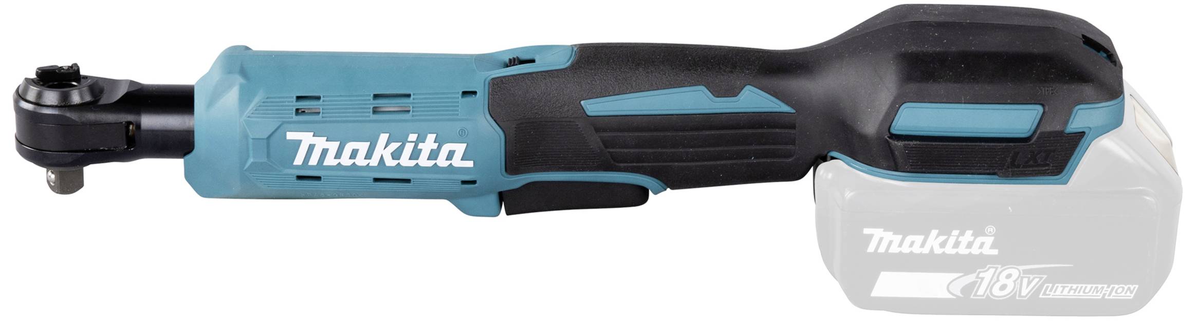 Bezprzewodowy klucz udarowy w kolorach niebieskim i czarnym firmy Makita, model z akumulatorem 18V, odpowiedni do prac mechanicznych.