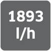 '1893 l/h' na prostokątnym szarym tle, prawdopodobnie wskazówka lub oznaczenie informujące o natężeniu przepływu.