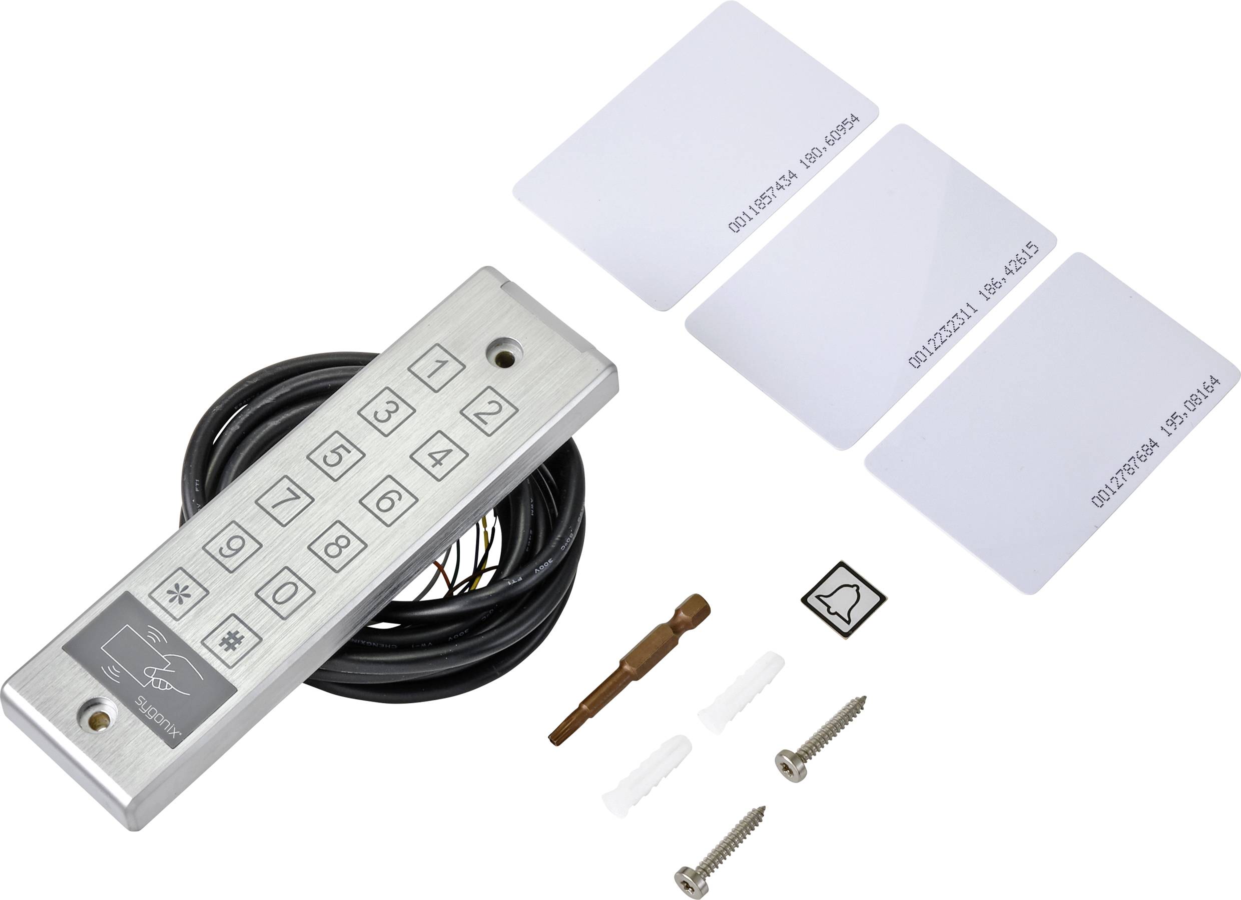 Кодова клавіатура з RFID Sygonix SY-4777290 для поверхневого монтажу 12 В/DC, 24 В/DC IP65 з сенсорним екраном