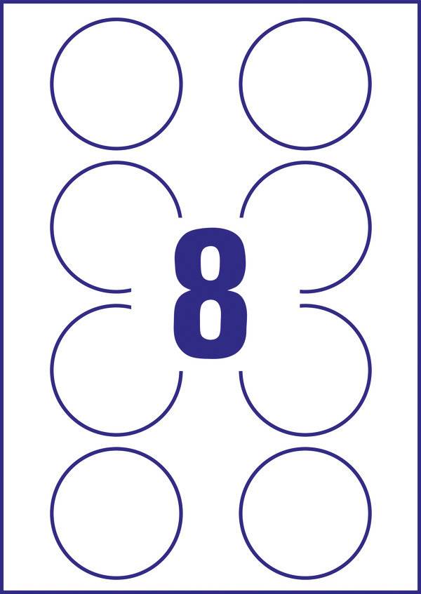 Karta do gry pokazuje cyfrę 8 w centrum, otoczoną ośmioma symbolami w kształcie kół, rozmieszczonymi w dwóch rzędach pionowych.