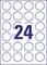 Liczba '24' pośrodku, otoczona kołami w układzie 4x6, wszystko na białym tle.