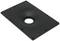 Prostokątna czarna metalowa płytka z centralnym otworem i zaokrąglonymi narożnikami, używana jako uchwyt do głośnika.