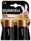 Opakowanie baterii 'Duracell Plus' D2 z zainsą Duracell. Tekst głosi '100% Life Guaranteed' (Gwarancja 100% żywotności).