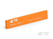 Pomarańczowy pasek z napisem 'TE 1513156-1 REV J' i serią symboli X reprezentuje element elektroniczny.