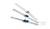 Trzy poziome rezystory z niebieskim kodowaniem kolorowym na białym tle.
