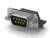 Wtyk elektroniczny z wieloma metalowymi stykami w prostokątnej obudowie, powszechnie stosowany w urządzeniach technicznych.