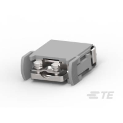 Szary, prostopadłościenny element elektroniczny z dwoma widocznymi metalowymi stykami u góry. Wydaje się być przystosowany do podłączania przewodów elektrycznych.