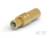 Złoty wtyk RF z cylindryczną obudową do kabli koncentrycznych, ułożony poziomo, ukazujący otwór wtykowy.