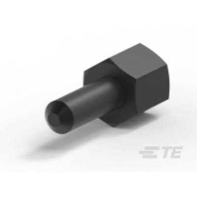 Czarny cylindryczny adapter śrubowy z sześciokątną podstawą, służący do łączenia elementów w zastosowaniach mechanicznych.