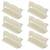 Sześć identycznych, kremowych grzebieni ułożonych równomiernie w dwóch rzędach na białym tle.
