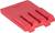 Mały, czerwony plastikowy element o trzech równoległych, wypukłych żebrach. Kształt przypomina uproszczoną reprezentację złącza lub elementu.
