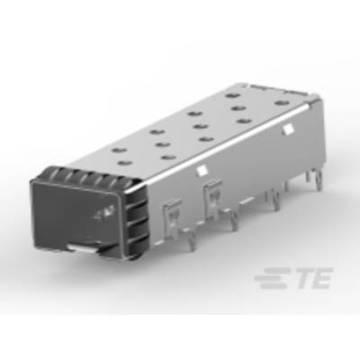 Srebrny element elektroniczny z wieloma stykami, prawdopodobnie stosowany w urządzeniu technicznym.