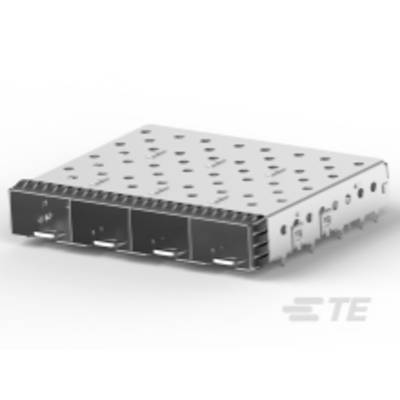 Prostokątny, srebrny element elektroniczny z wieloma portami z przodu.