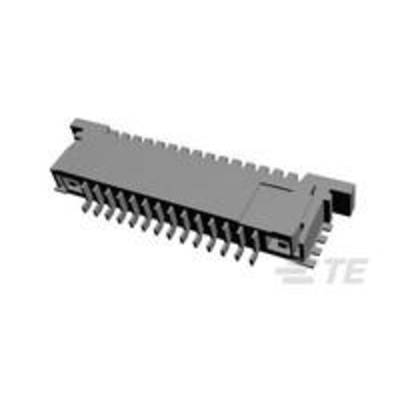 Szary elektroniczny obwod drukowany z wieloma pinami, przypominający chip, leży na białym tle.