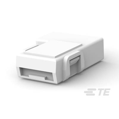 Biały wtyk USB z tworzywa sztucznego, sfotografowany pod skosnym kątem z góry, prezentuje typową prostokątną formę z płaską częścią przyłączeniową.