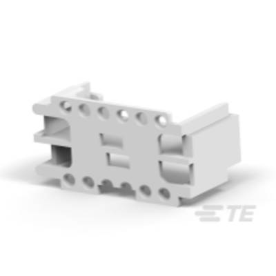 Szary element LEGO Technic, używany jako element łączący w projektach budowlanych. Posiada dwa rzędy otworów połączeniowych.