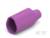 Lila silikonowy kapturek o gładkiej powierzchni, lekko stożkowy i otwarty z jednej strony.
