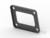 Prostokątna czarna metalowa rama z czterema otworami w narożnikach, na białym tle.