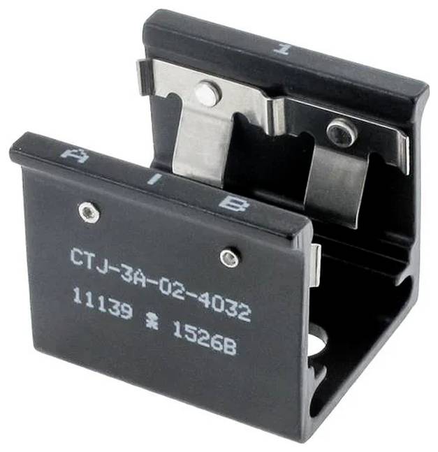 Czarny metalowy uchwyt 'CTJ-3A-02-4032' z dwoma łopatkami oznaczonymi '1' i 'A1 B'.