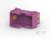 Fioletowy elektromagnetyczny wtyk z żółtymi stykami, o prostokątnym kształcie, stosowany do łączenia elementów elektrycznych.