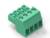 Zielony, prostokątny złącze z czterema otworami przyłączeniowymi, odpowiedni do instalacji elektrycznych i zastosowań przemysłowych.