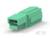Zielony wtyk LC z tworzywa sztucznego z osłoną zabezpieczającą i prostokątną budową, powszechnie stosowany w połączeniach sieciowych.