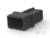 Czarny, prostokątny elektryczny złącz z otworem po jednej stronie, odpowiedni do podłączenia kompatybilnego przewodu.