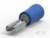 Niebieski, cylindryczny złącznik metalowy z izolowaną powłoką z tworzywa sztucznego. Stosowany do połączeń elektrycznych.