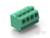 Zielony, czterobiegunowy złącze wtykowe z zaciskami przewodów, stosowany do połączeń elektrycznych w urządzeniach lub szafach sterowniczych.