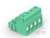 Zielony elektryczny złącz wtykowy z czterema stykami, służący do łączenia przewodów w urządzeniach elektrycznych.