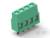 Zielony złącze z czterema otworami przyłączeniowymi, typowe dla obwodów elektronicznych lub konfiguracji przewodów.