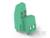 Zielony plastikowy złącze z dwoma stykami, ustawiony pionowo, na białym tle.