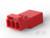 Czerwony złącze z trzema stykami w prostokątnej obudowie, przeznaczone do połączeń elektrycznych.