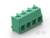Zielony elektryczny złącz wtykowy z czterema stykami, odpowiedni do montażu na płytce drukowanej w urządzeniach elektronicznych.