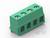 Zielony złącze wtykowe z czterema przyłączami, stosowane w połączeniach elektronicznych.