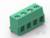 Zielony, czterobolcowy złącz elektryczny na białym tle, przeznaczony do połączeń elektronicznych.