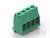 Zielony, czterobiegunowy złącze elektryczne, przedstawione na neutralnym tle.