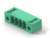 Zielonkawy, prostokątny złącz z pięcioma prostokątnymi otworami wzdłuż górnej powierzchni, odpowiedni do połączeń elektronicznych.
