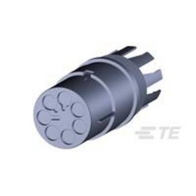 Cylindryczny element z kilkoma okrągłymi złączami z przodu, prawdopodobnie wtyk elektryczny lub złącze elektryczne.