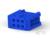 Niebieski złącznik z tworzywa sztucznego o sześciokątnym wzorze, oznaczony numerami '1' i '2' po jednej stronie.