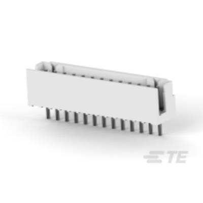 Biały złącze z wieloma metalowymi stykami, widziany skośnie z boku, ważny dla połączeń elektronicznych.