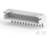 Biały, prostokątny elektryczny złącz z pinami po jednej stronie, stosowany w urządzeniach elektronicznych.