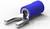 Niebieski, izolowany kabel zakończony oczkiem lub rozwartą końcówką, przeznaczony do połączeń elektrycznych.